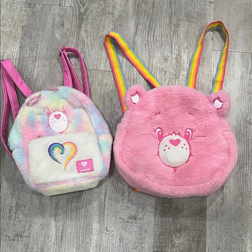 Care Bears Loungefly backpack 🎒 Colorful Plush Bear Backpack Set cute - Picture 4 of 13